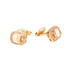 Elegant Bright Plated Gold Geometric Cufflinks With Champagne Cubic Zirconia Golden - One Size
