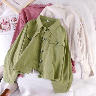 Lace-up Buttoned Cropped Jacket