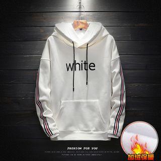 Contrast Stripe Lettering Hooded Sweatshirt