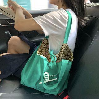 Leopard Print Tote Bag Green - One Size