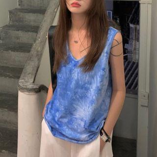 Tie-dye Print Tank Top Blue - One Size