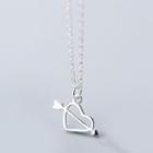 925 Sterling Silver Heart & Arrow Pendant Necklace S925 Sterling Silver Pendant Necklace - One Size