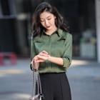 3/4-sleeve Plain Shirt / Dress Pants / Set