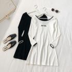 Contrast Trim Lettering Round Neck T-shirt Dress