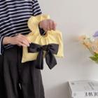 Bow Accent Handbag / Letter Embroidered Handbag