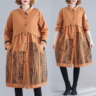Print Medium Maxi External Lapel Trench Jacket