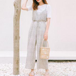 Print Spaghetti Strap Culotte Jumpsuit