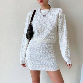 Set: Chunky Knit Sweater + Mini Skirt