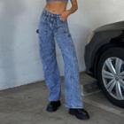 Distressed Middle Waist Straight Leg Jeans