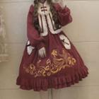 Lace Trim Jacket / Sleeveless A-line Dress / Set