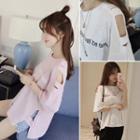 Cutout-sleeve Lettering Top