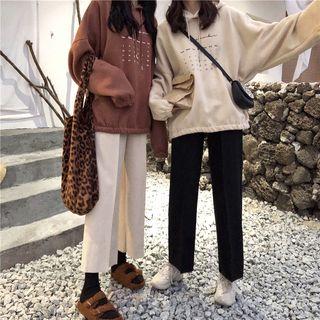 Long Sleeve Printed Hooded Pullover / Wide Leg Pants