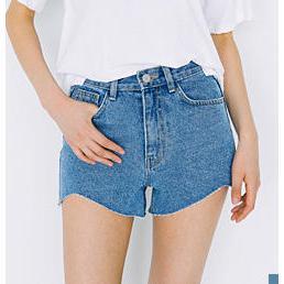 Asymmetric Hem Denim Shorts