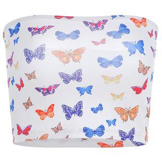 Butterfly Print Cropped Tube Top