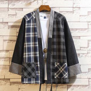 Plaid Open-front Jacket