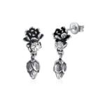 Sterling Silver Vintage Elegant Lotus Earrings With Cubic Zircon Silver - One Size