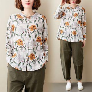 Floral Print Shirt Yellow Flower - One Size