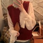 Lantern-sleeve Blouse / Sweater Vest