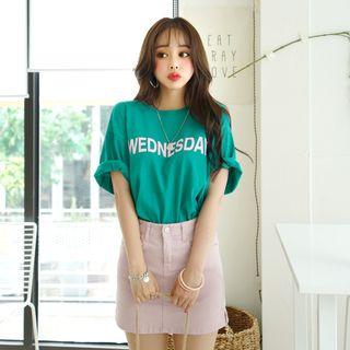 Lettering Loose-fit Colored T-shirt