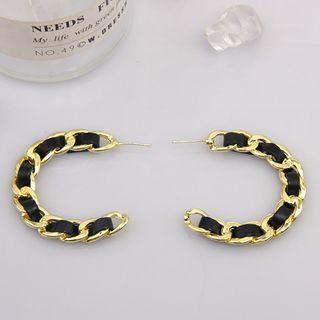 Faux Leather Alloy Open Hoop Earring