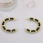 Faux Leather Alloy Open Hoop Earring