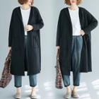 Open-front Midi Hooded Coat Black - One Size