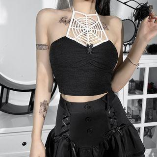 Halter Spiderweb Crop Tank Top