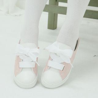 Beribboned Pleather Sneakers