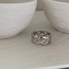 Woven Wide Metal Ring Silver - One Size