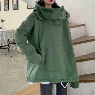 Oversized High-neck Pocket Hoodie