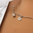 925 Sterling Silver Heart Bracelet Sl0068 - Silver - One Size