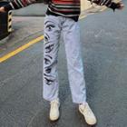 High-waist Eyes Printed Straight-fit Jeans