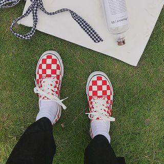 Canvas Plaid Lace-up Shoes