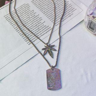 Leaf Necklace / Dog Tag Necklace / Set
