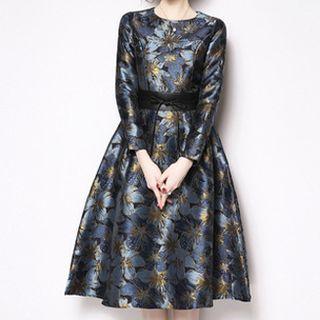 Flower Long-sleeve A-line Party Dress