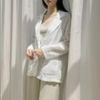 Single-button Plaid Sheer Blazer Ivory - One Size