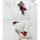 Contrast-trim Hoodie & Jogger Pants Sweatsuit Set