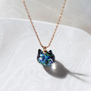 Cat Pendant Necklace 1 Pc - Black - One Size