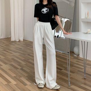 Short-sleeve Flower Detail T-shirt / Wide-leg Pants