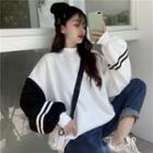 Mock-neck Color-block Long-sleeve Sweatshirt