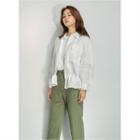 Flap-pocket Drawstring-hem Linen Jacket
