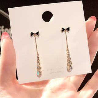 Bow Rhinestone Dangle Earring 1 Pair - As Shown In Figure - One Size