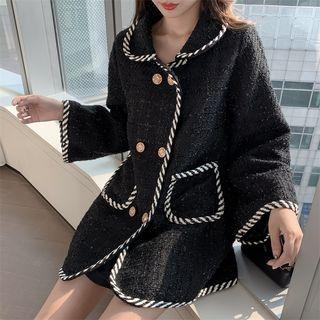 Contrast Trim Striped Tweed Jacket
