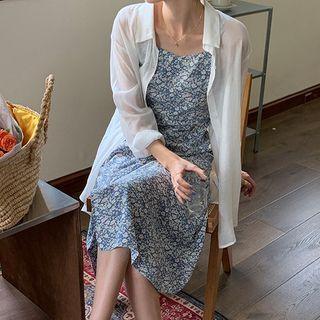 Spaghetti Strap Ditsy Midi Dress