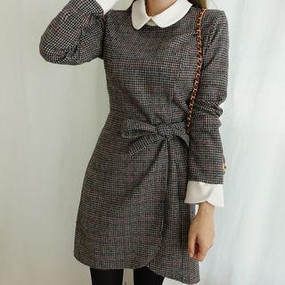 Contrast-trim Wrap-front Dress
