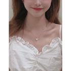 Faux Pearl Heart Pendant Necklace 1 Pc - Necklace - White Heart - Gold - One Size