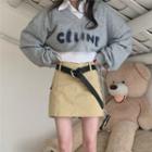 Mock Two-piece Cropped Sweatshirt / Mini Pencil Skirt