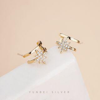 925 Sterling Silver Star Earring 1 Pair - Gold - One Size