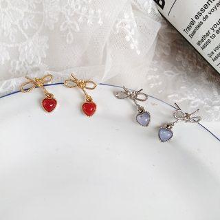 Alloy Bow & Heart Dangle Earring