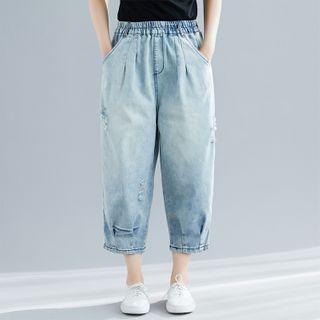 Washed Harem Jeans As Shown In Figure - One Size